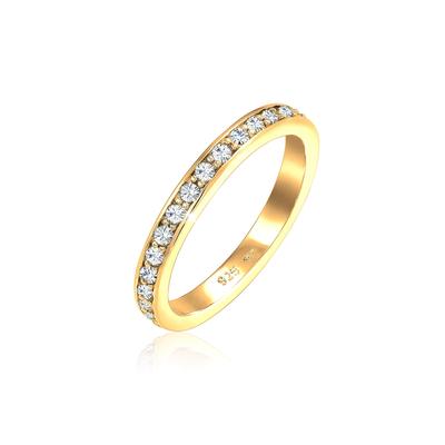 Silberring ELLI "Ring Memoire Verlobung Kristalle 925 Silber" Gr. 50, gold, Fingerringe, Damen, 50, Silber 925 (Sterlingsilber), Silberring