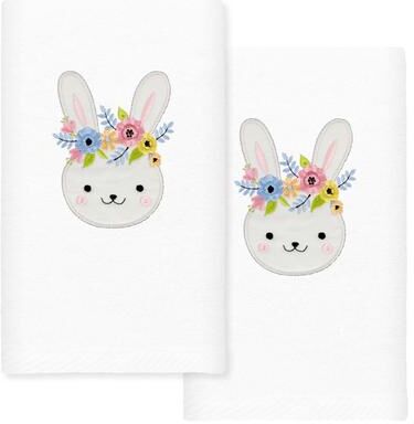 Authentic Hotel and Spa Flower Crown - Embroidered Luxury 100% Turkish Cotton Hand Towel (Set of 2)
