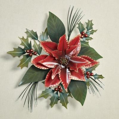 T.i./New Metal Design Poinsettia Wall Art Red , Red