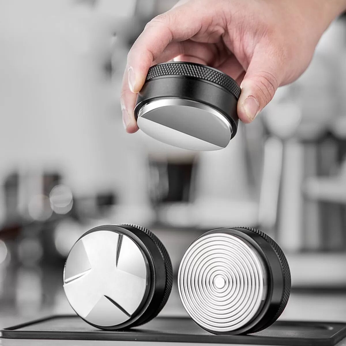 INF 53mm Kaffee Verteiler aus Edelstahl – Verstellbarer, drei-geneigter Leveler