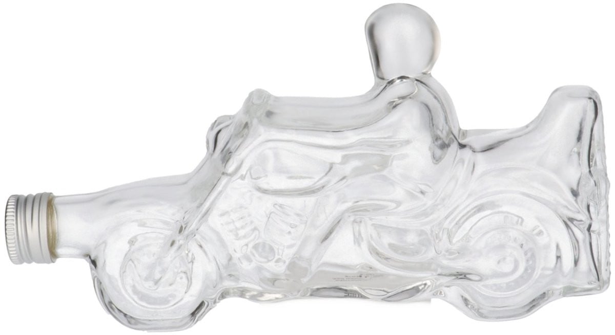 Decoratieve glazen fles Racemotor met dop, 350 ml, transparant