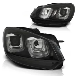 Scheinwerfer U-Tube LED Tagfahrlicht passend für VW Golf 6 Bj. 08-13 Schwarz Edition
