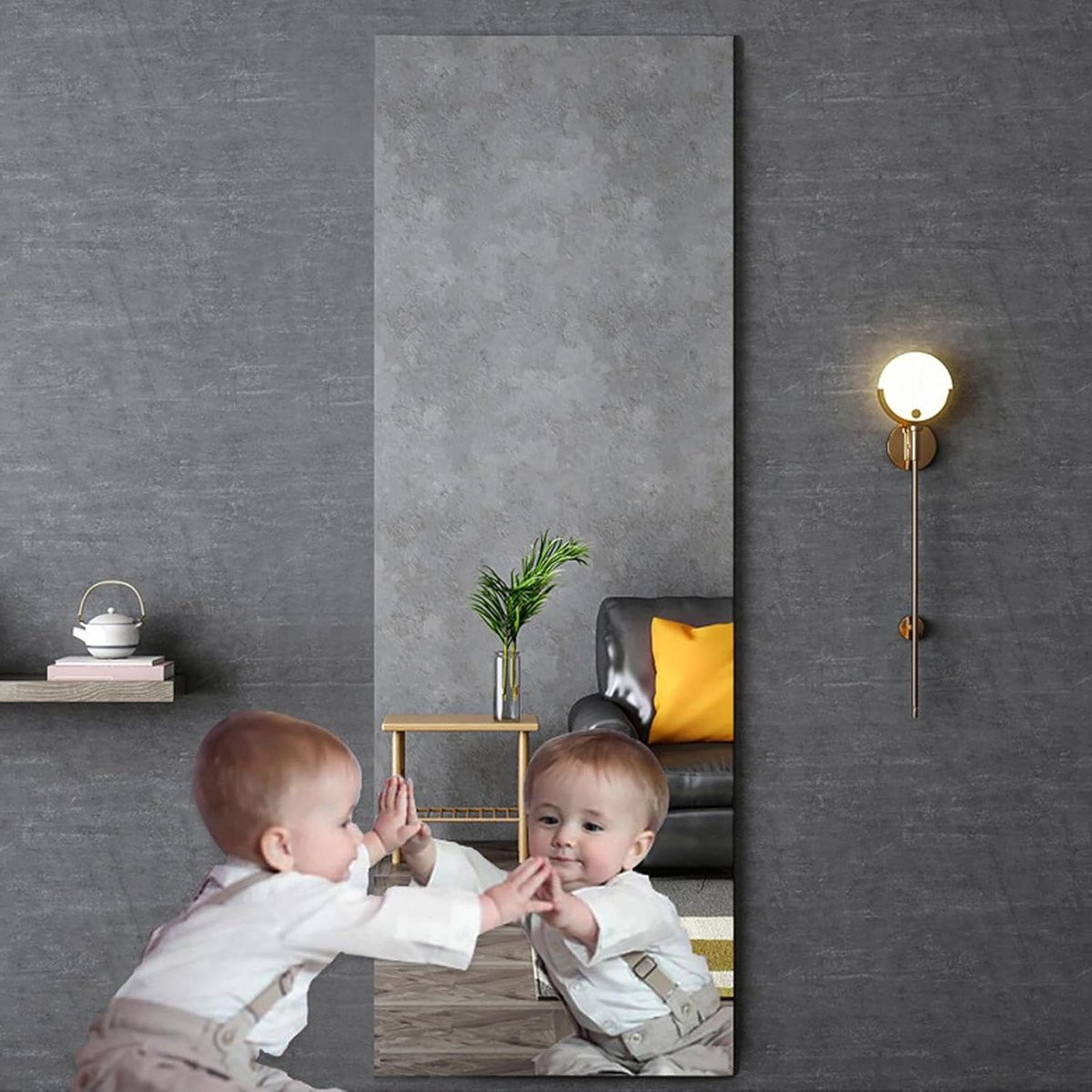 Zelfklevende Acryl Wandspiegel in Zilver - Onbreekbaar Interieur Decoratie - 40 x 120 cm