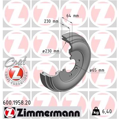 ZIMMERMANN Bremstrommel COAT Z 600195820 Hinterachse für VAG