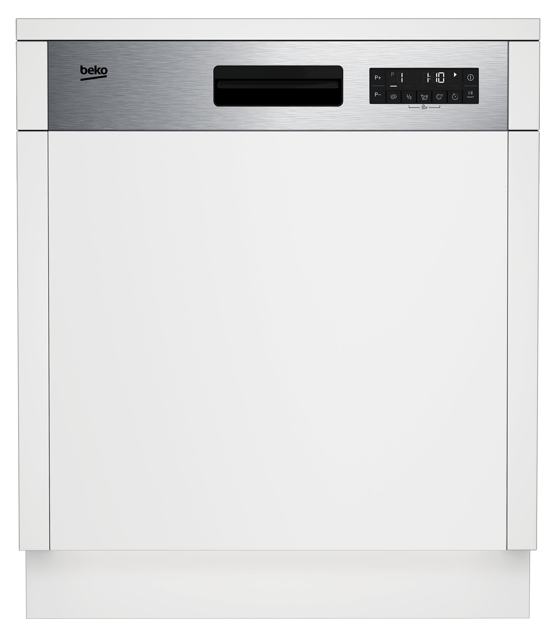 Beko BDSN25530X, Halb integriert, Standardgröße (60 cm), Edelstahl, Tasten, Berührung, LCD, Zusammenklappbar
