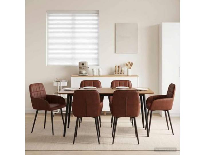 HGPOTUY Esszimmerstühle 6 Stück Kunstleder Braun Metallrahmen Stabil, Ergonomisch Geneigt, Pflegeleicht, Modern Minimalistisch