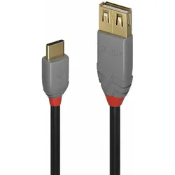 LINDY 0.15m USB 2.0 Typ C an A Adapterkabel, Anthra Line