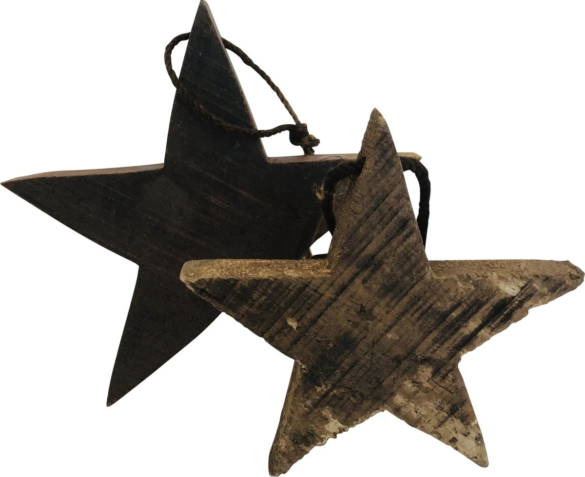 Decoratie Ster van oud hout, 20 cm