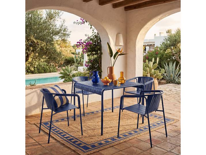 HABITAT - Table à manger de jardin en acier - 100 x 100 cm - Bleu nuit - Azur