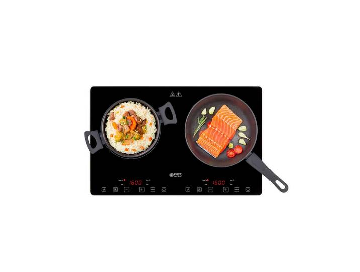 TZS FIRST AUSTRIA Doppelkochplatte 3400W, Induktionskochplatte, 10 Temperaturstufen & Timer, Slim Design, 2x210 mm Kochzonen, Kindersicherung, Überhitzungsschutz, Touch Control