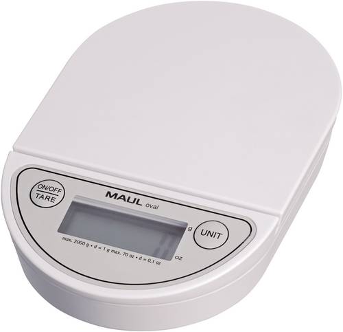 Maul MAULoval Briefwaage Wägebereich (max.) 2 kg Ablesbarkeit 1 g batteriebetrieben Weiß