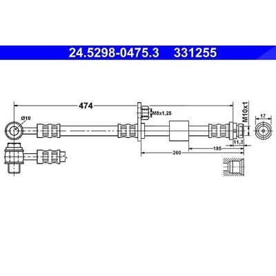 Ate Bremsschlauch [Hersteller-Nr. 24.5298-0475.3] für Mitsubishi, Smart