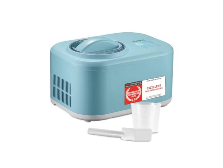 TZS First Austria - Ijsmachine 1L met Compressor 3-in-1-100W Ijsmaker Zelfkoelend voor Frozen Yoghurt, Sorbet & Roomijs - Turquoise