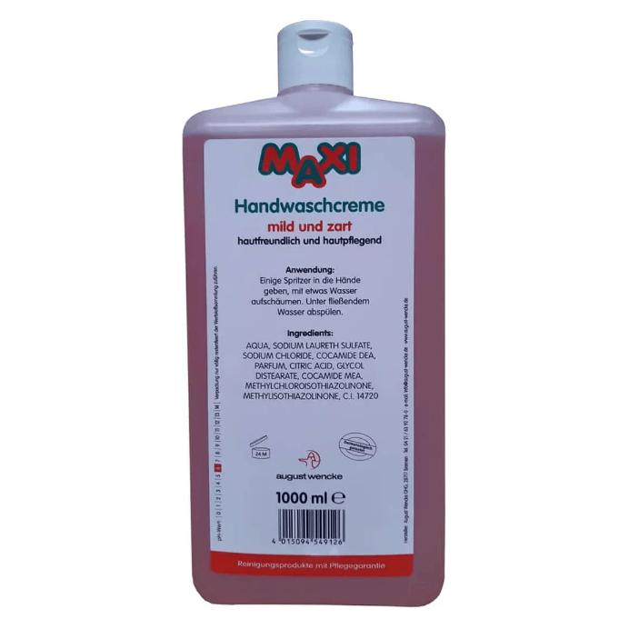 MAXI Handwaschcreme 1000 ml (Flüssigseife, Handseife Nachfüllpackung, 1000 ml) (54912)