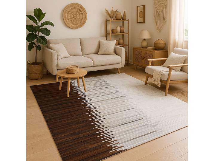 Fellteppich Urban Hide, echtes Rinderfell, LAGERRÄUMUNG , braun (braun,creme,naturweiß), B:160cm H:10mm L:230cm, Kuhfell, MYFLAIR MÖBEL & ACCESSOIRES, Teppiche, Fellteppich, handgenäht, Naturprodukt, natürliche Struktur & Premium-Look
