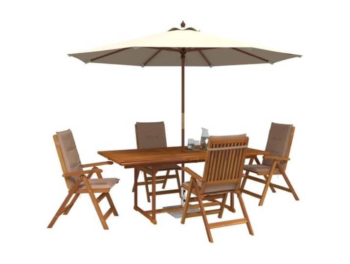 vidaXL 5-teiliges Garten-Esszimmer-Set Natur Massivholz Akazie Stabiler Massivholzrahmen. der für den Außenbereich konzipiert wurde