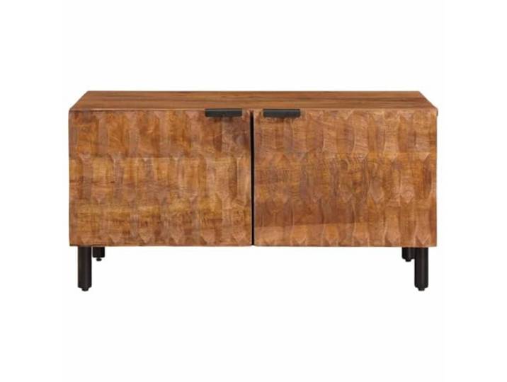 KTHLBRH Couchtisch Braun 80 x 50 x 40 cm Massives Mangoholz, Tür mit Scharnier, viel Stauraum, Montage erforderlich