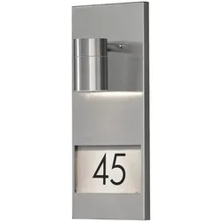 Konstsmide Außen-Wandleuchte MODENA, mit Hausnummern, GU10 max. 35W, Edelstahl 304 / Klarglas KON-7655-000