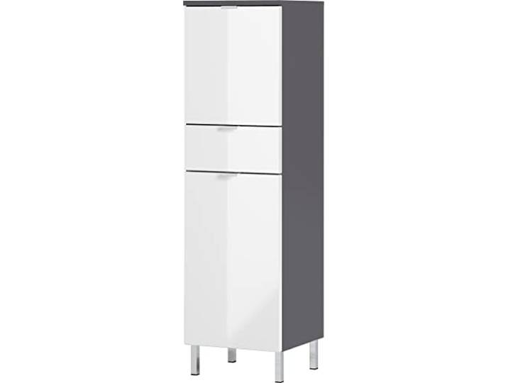 GERMANIA DIE MÖBELMACHER Armoire 8532-569\, en Graphite/Blanc\, façades en Blanc Brillant\, avec tiroir\, 34 x 120 x 34 cm (l/h/p)