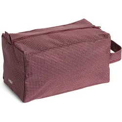 HAY Toilettas Grid Wash Bag Medium Burgundy, Necessaire, Rot