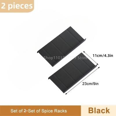 Uplifted Finds 4 Layer Adjustable Spice Drawer Organizer   Professional Cabinet & Pantry Finishing System 2 Pcs Black Rack