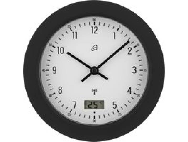 AURIOL® Horloge de salle de bain radiopilotée, avec 4 ventouses à l'arrière. (noir)
