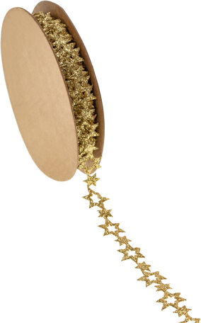 Glitzerband "Sterne", gold, 14 mm, 5 m