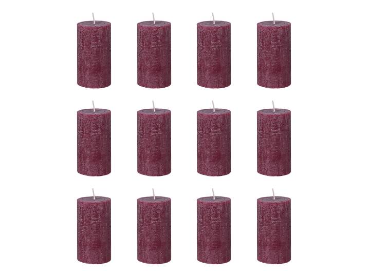 Stumpenkerze RUSTIC 12er-Set 13cm Bordeaux