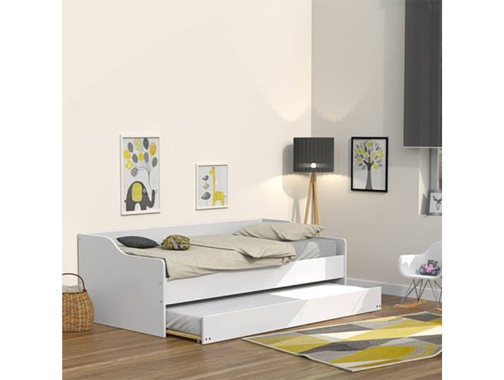 Lit gigogne - 2 sommiers - 1 tiroir-lit 90x190 Weber Industries Sweet - Blanc