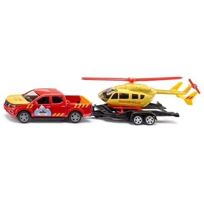 Siku 2570 - Nissan Navara mit Helikopter, Mountain Rescue, rot/gelb, 250x75x61mm