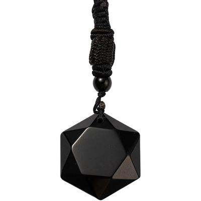 Kette mit Anhänger FIRETTI "Schmuck Geschenk Halsschmuck Halskette Hexagon", schwarz (schwarz, schwarz), Halsketten, Damen, Acryl Nylon, L: 66 B: 3mm, Acryl, Nylon, Made in Germany - mit Obsidian, B:3mm