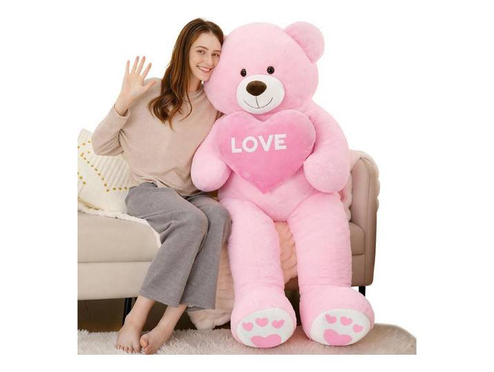 LuxusKollektion Kuscheltier Teddybär Kuscheltier Plüschbär Herz Kinder Freundin Mädchen Rosa 183cm (1-St)