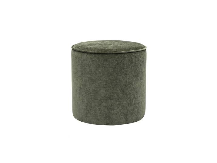 Pouf rond en tissu effet velours vert kaki D40 cm PAUL
