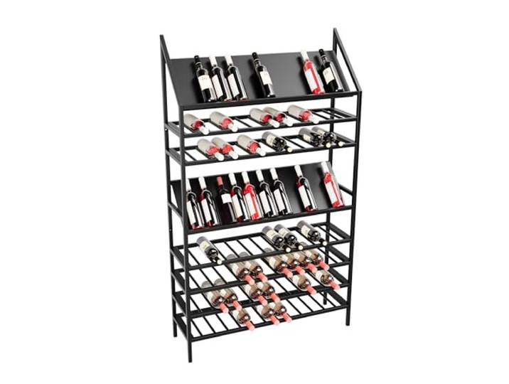 MetaloPro Weinregal Metall – Flaschenregal für 104 Weinflaschen – Robustes Design, Weinständer für Küche, Keller oder Bar – Schwarz – 170x30x100cm