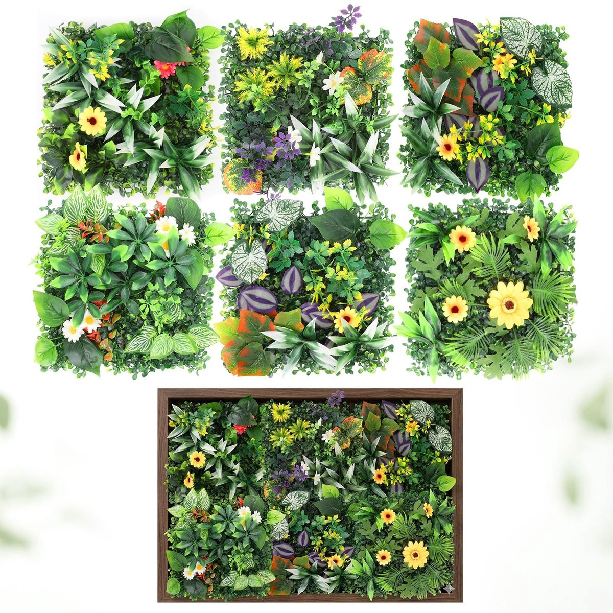 Merkloze Kunstplant Wanddecoratie Groen 75 x 100 cm