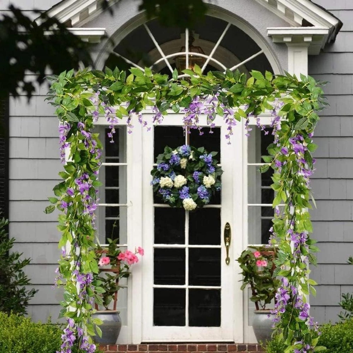 Nep Wisteria Slangetjes - Paarse Kunstbloemen Slinger voor Feestelijke Decoratie - 2x 180 cm