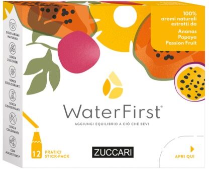 ZUCCARI Srl Zuccari WaterFirst Ananas Papaya Passion Fruit 12 Stick-Pack - Integratore per l'Idratazione