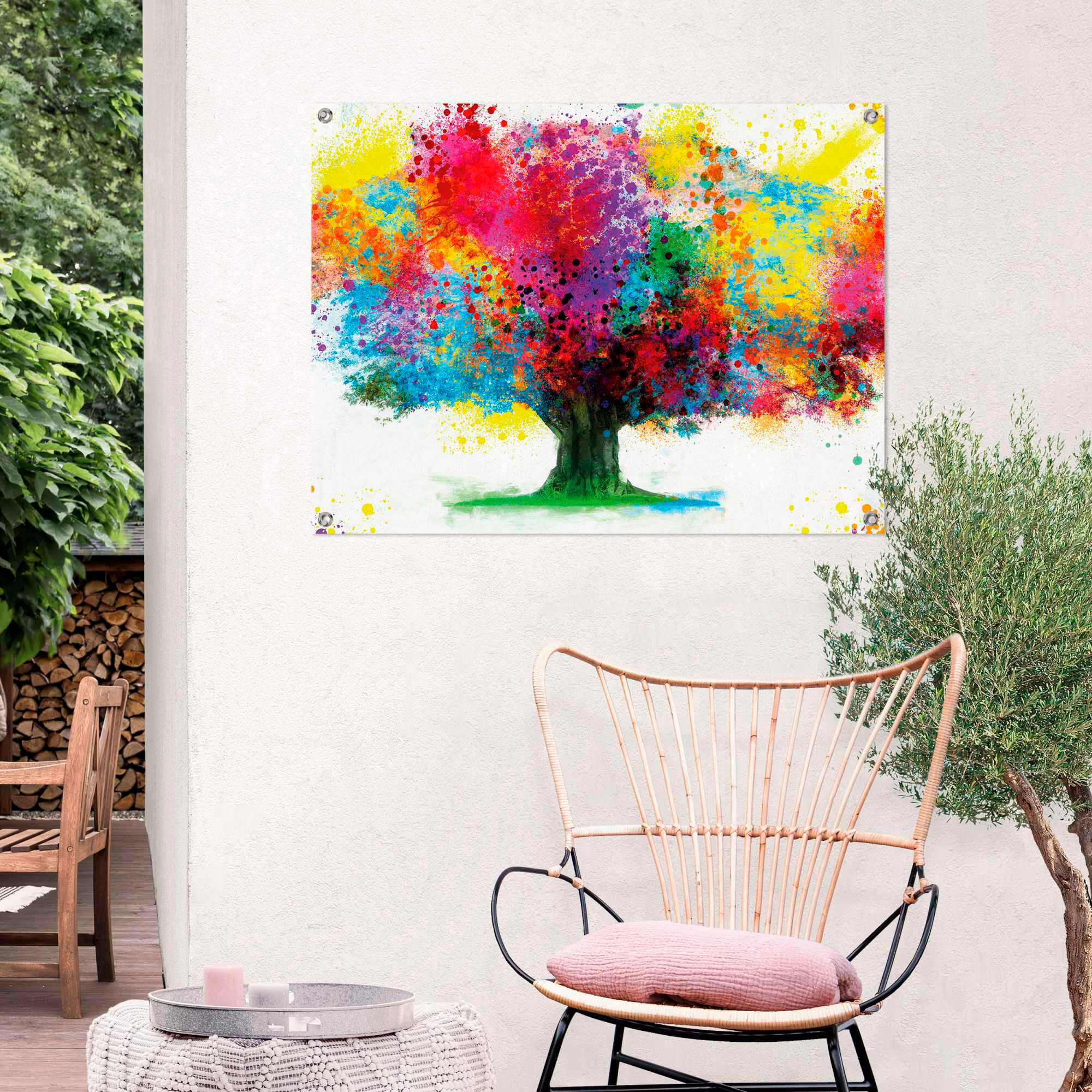 Reinders! Poster REINDERS "Farbkleckse Baum", bunt (farbe bild(er): bunt), B:80cm H:60cm T:0,1cm, Leinwand, Bilder, Poster farbe bild(er): bunt B/H/T: 80cm x 60cm x 0,1cm