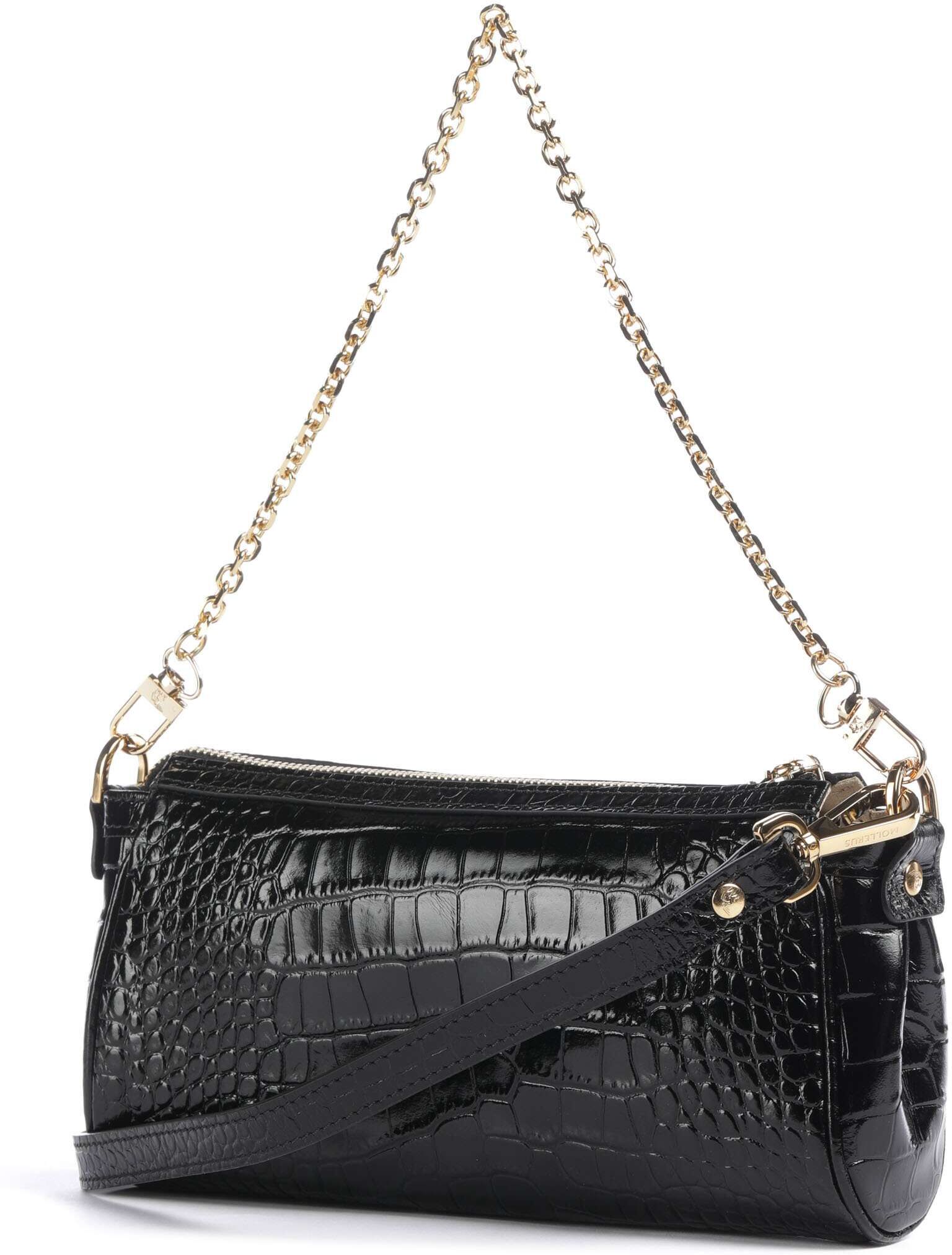 Maison Mollerus Andeer Schultertasche aus Leder, schwarz