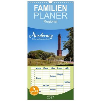 Familienplaner 2027 - Norderney. Meine ostfriesische Insel mit 5 Spalten (Wandkalender, 21 x 45 cm) CALVENDO
