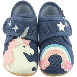 Living Kitzbühel Hausschuhe mit Klettverschluss Einhorn, blau, 20
