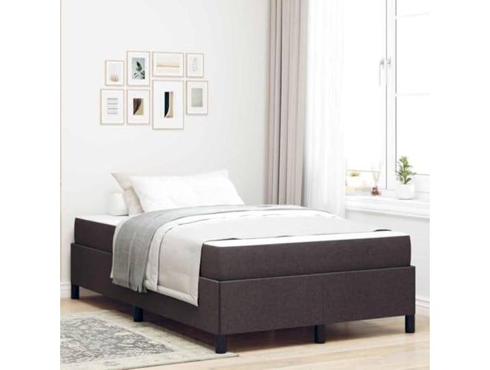 KTHLBRH Boxspringbett Dunkelbraun 120 x 190 cm Stoff Struktur aus Holz, Taschenfederkernmatratze, mittlere Härte, Unterstützung 280 kg
