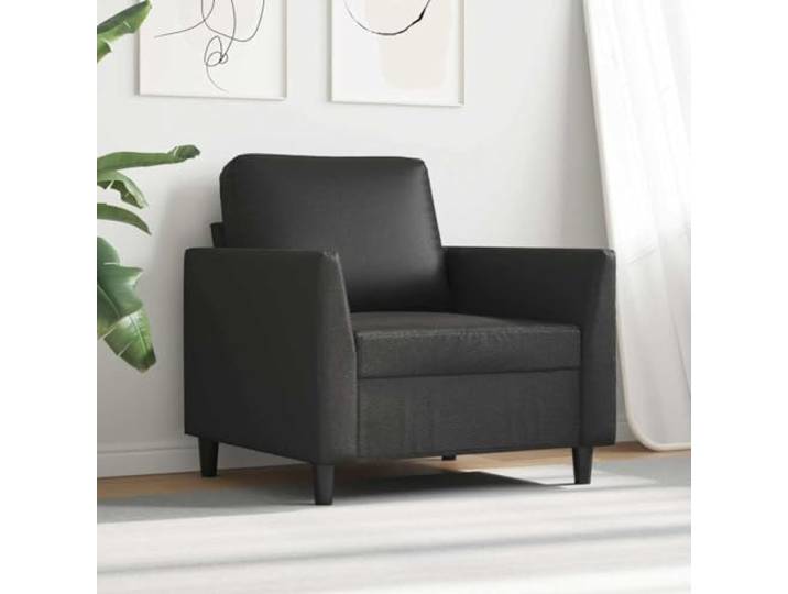 KTHLBRH Schwarzer Sessel 60 cm aus Kunstleder Modernes Design, Metallrahmen, Schaumstoff, maximale Belastung 110 kg, 80 x 77 x 80 cm