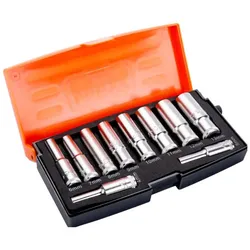 Bahco, Steckschlüssel + Stecknuss, Spitzensatz 1/4" lang 10 Teile 4-13mm (10 mm, 11 mm, 12 mm, 13 mm, 4 mm, 5 mm, 6 mm, 7 mm, 8 mm, 9 mm)