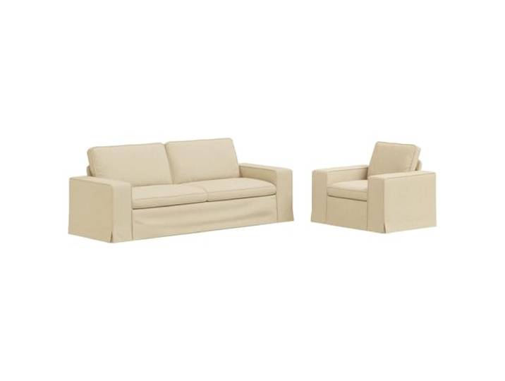 KUTYWEXFM Sofaset 2-teilig Modulcouch Polstersofa Set Stoff Creme Modulare Polsterecke fuer Wohnzimmer und Schlafzimmer mit bequemer Schaumstoff Füllung und robustem Metallrahmen.