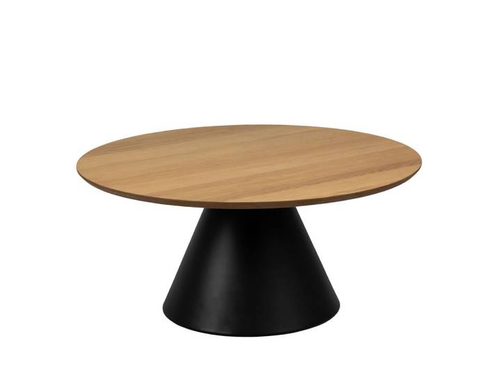 Table basse ronde en bois ø85cm - bois clair et noir