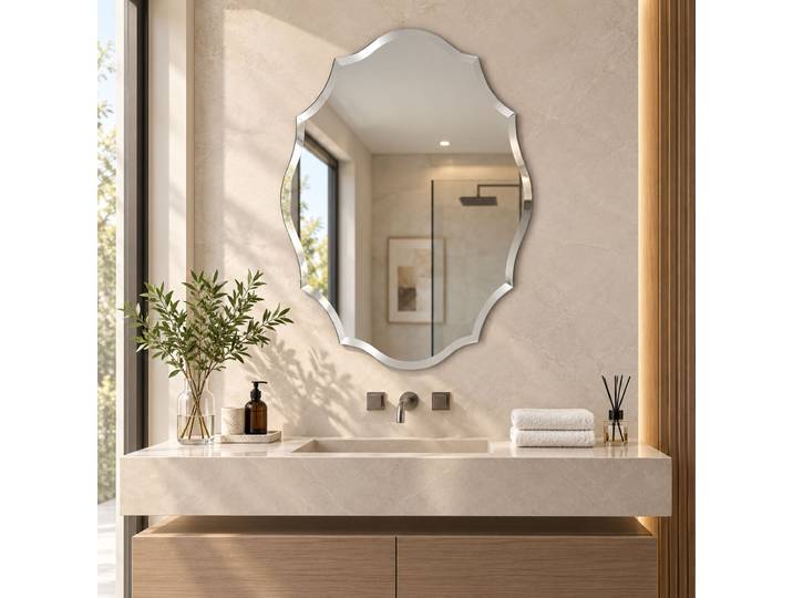 Miroir mural irrégulier sans cadre, miroir décoratif asymétrique, miroir de coiffeuse mural pour salle de bain, chambre, salon, couloir
