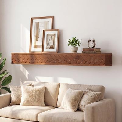 OEM "70.9"" Solid Wood Floating Shelve for Wall, Long Wall Shelf, Rustic Farmhouse Floating Shelf for Living Room, Bedroom, Entryway"