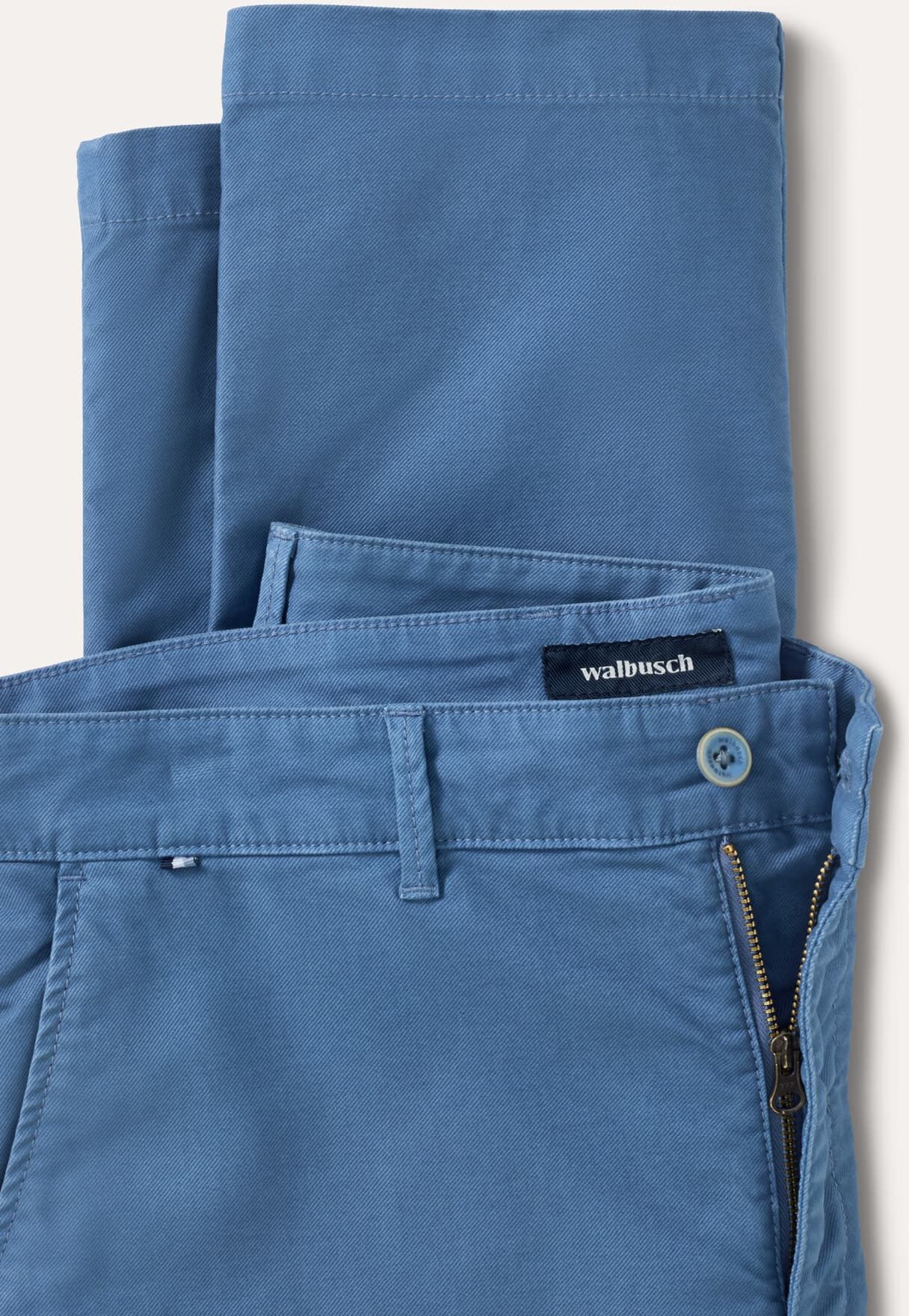 Walbusch 100 Komplimente Chino, Modern Fit#normale Größen#schlanke Größen#untersetzte Größen, Farbe Blau, 102, garment dyed-Färbung 3 verschließbare Taschen Herren