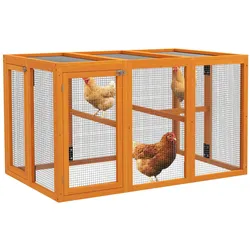 PawHut Hühnerstall Freilaufgehege Holz 140 x 84,5 x 80,5 cm mit Doppeltür, Sitzstange